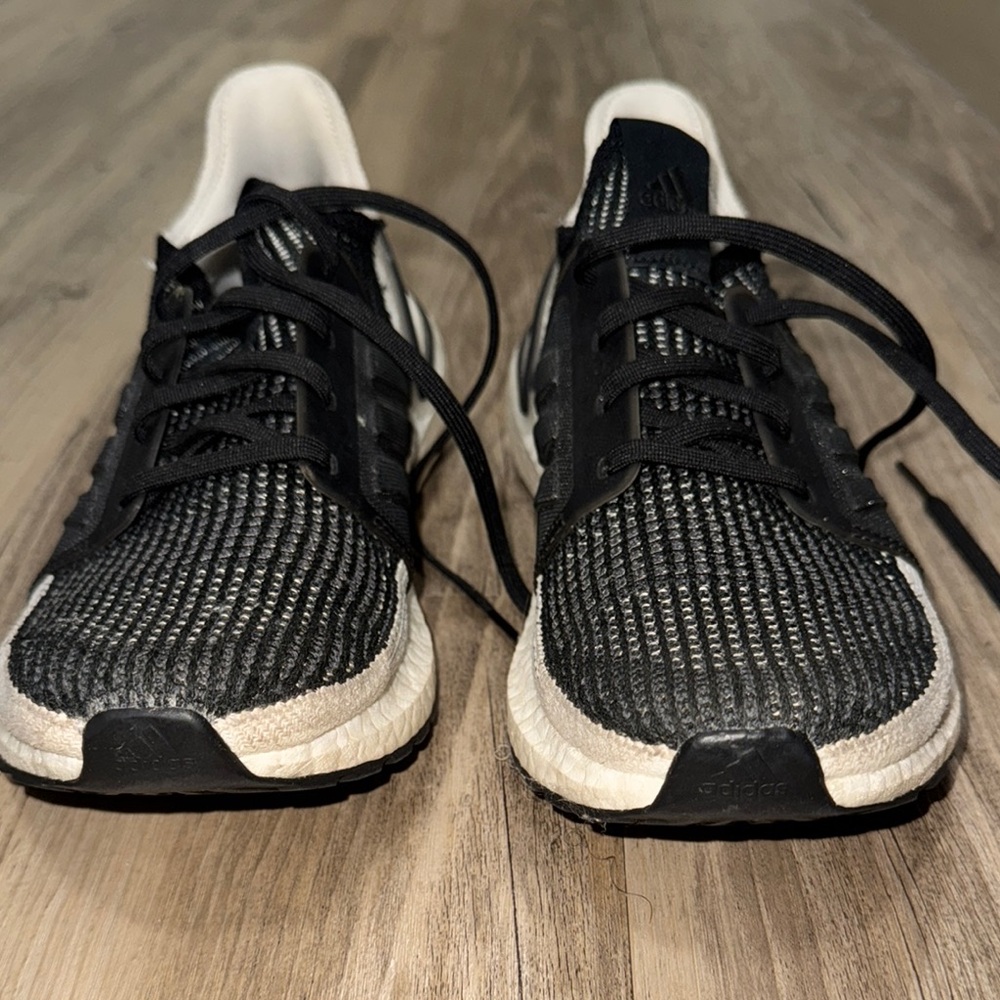 Adidas Black and White Boost Athletic Sneakers